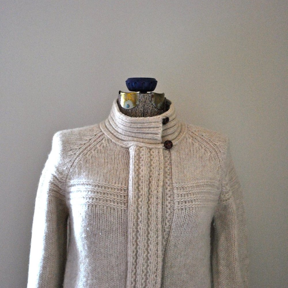Vintage Spanner cream wool zip up cardigan
